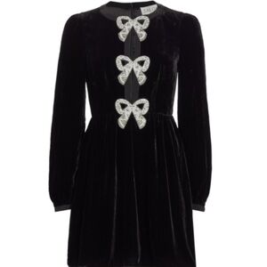 Black Velvet Dress with Silver Bow Accents